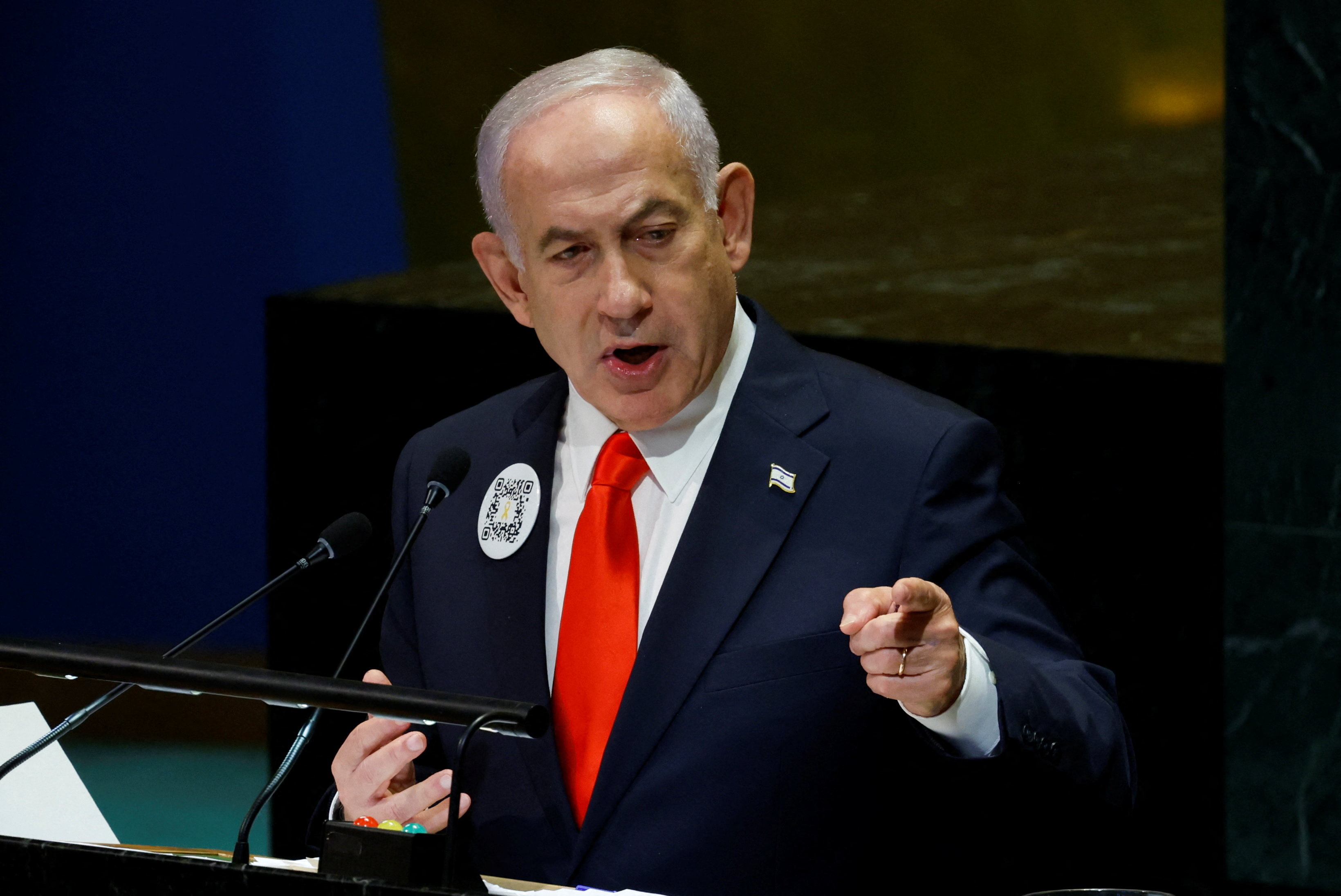 Israeli Prime Minister Benjamin Netanyahu addresses the 80th United Nations General Assembly (UNGA) at U.N. headquarters in New York City, U.S., September 26, 2025. REUTERSKylie Cooper